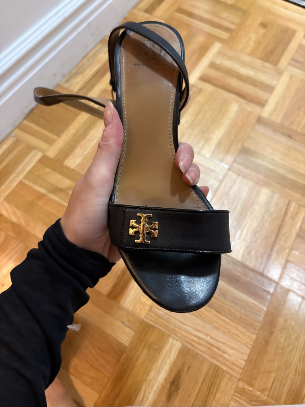 Tory Burch Black Patent Block Heel Sandals - Women's Dress Heels
